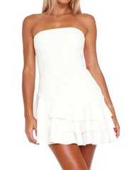 OLAPTA Women Strapless Tube Mini Dress Off Shoulder Backless Ruffle Tiered