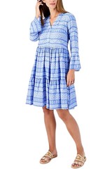Destination 365 Printed 3/4 Sleeve Split Neck Dress Regatta