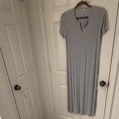 Barefoot Dreams Knit Henley T-Shirt Dress Short Sleeve Button Placket Women&rsquo;s S