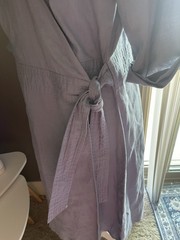 Linen Woman’s Light Blue Wrapped Dress Size 14 France (XS) New No tags