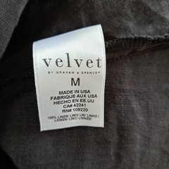 VELVET Graham & Spencer Black 100% Linen Nanette Puff Sleeve Midi Dress Medium