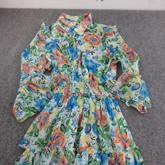 Misa Los Angeles Dress Womens S Multicolor Floral Chiffon Maxi Smocked Boho