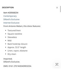 Antonio Melani Papaya Textured Linen Square Neck Midi Dress Size 8