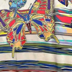 Amanda Uprichard Silk Chain Neck Halter Shift Dress Butterflies Large *Has Flaws
