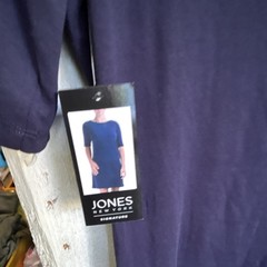 Jones New York Signature Navy Knit Shift Dress Boat Neck Elbow Sleeve M