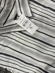 Ann Taylor White Black Striped Button Sleeveless Dress Tie Belt Zip 16 XL ~ NEW