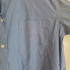 MUJI Wrinkle Resistant Broad Stand Collar Long Sleeve Dress Stripe