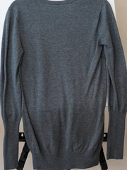 Vintage Burberry London Charcoal Gray Knit Tunic Sweater Dress Leather Pockets