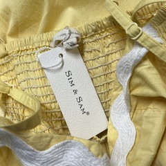 Sim & Sam Dress Yellow Tiered Maxi Size XS White Scallop Trim Sundress Feminine
