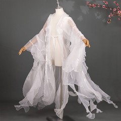 Fairy Hanfu Chiffon Cloak Cardigan Wide Sleeved Coat Wrinkled Chinese Costume