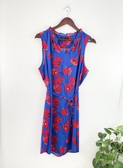 41 Hawthorn Red Blue Floral Sleeveless Shift Dress Women’s Medium