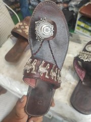 Red Leather Ethnic Toe Ring Slippers