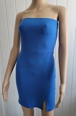 NEW Nasty Gal polyester elastaine blue strapless dress size 8