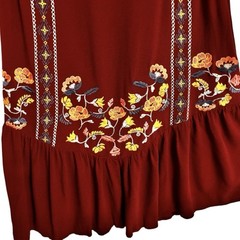 Embroidered Dress Sleeveless Keyhole Gathered Hem Unbranded READ