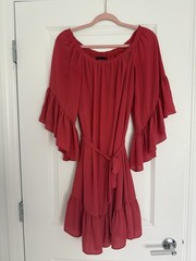 White House Black Market Dress Size M Medium Long Sleeve With Ruffles