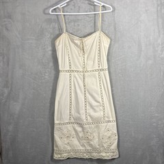 Plenty Anthropologie Bohemian Dress 10 Cream Summer Y2K Crochet/Lace Sleeveless