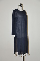 Tory Burch Resort Nautical Navy Blue Cotton White Tassels Caftan Dress Women S