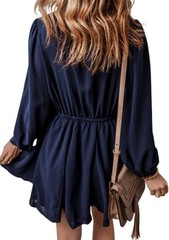 Legend or Lies Solid Chest Pockets Tunic Shirt Mini Dress – 6121915-P605
