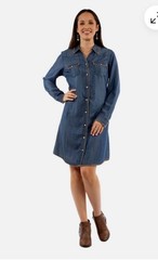 Scully Western Dress Womens L/S Denim Whipstitch Shirt Snap sz S