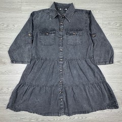 Speed Limit Women&rsquo;s Denim Dress Tiered Button Front Acid Wash Gray S 3/4 Sleeve