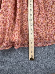 MNG Mango Dress Women Size 4 Pink Chiffon Floral Ruched waist Summer Spring