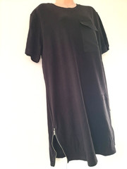 Hush Womens Black Shift Dress Uk 12 Cotton Pocket Side Zips Casual Workwear