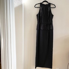 Ever Beauty Women Dresses Formal Sleeveless Lined Gown SZ 8 Black Back Slit