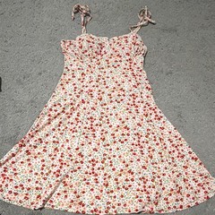 Lily Rose Women’s S White/Red/Green Floral Sweetheart Strappy Long Sundress