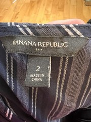 Banana Republic Navy Blue & White Stripe Shift Dress w/ Flutter Sleeves Size 2