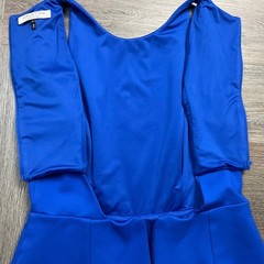 Halston Heritage Sleeveless Asymmetrical Peplum Cutout Dress 6 Royal Blue Classy