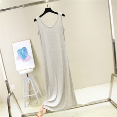 Women Scoop Neck Full Slip Plain Long Vest Dresses Camisole Liner Under Dress