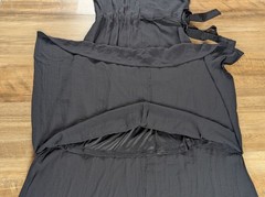 Womens Simply Vera Black Cinched Split Sides Hem Maxi Dress Ribbon Tie Belt Sz S