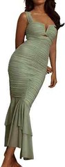 Women&rsquo;s Sleeveless Strappy Prom Party Evening Ruched Bodycon Mermaid – Chartou