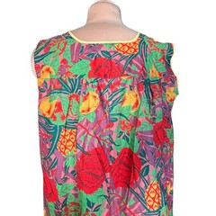 Vintage Tropical Fruit Floral House Dress Large Muumuu Pineapple Resort Wear