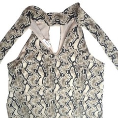 Mittoshop Women&rsquo;s Size S Snake Skin Halter Dress Beige Reputation Aesthetic