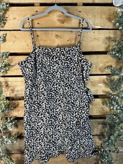 SHEIN Navy Blue Daisy Floral Print Spaghetti Strap Wrap Dress with Side Tie