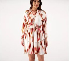 Candace Cameron Bure Printed Woven Mini Dress,Rose Gold Regular Large A593161