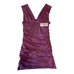 Gobles Bodycon Dress Womens Size M Purple Ruched Sleeveless Stretch Cocktail