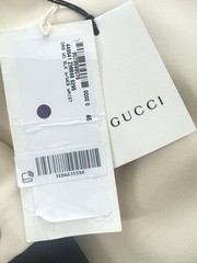 GUCCI Beige Wool-Silk Woven SYLVIE WEB Detailed A-Line Dress 46