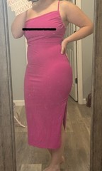 Olivaceous Pink Solid Cowl Neck Strappy Sleeveless Midi Bodycon Dress Size L