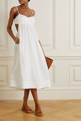 ZIMMERMANN Ivory Bralette Cut-Out Open Back Linen Midi Tank Dress 3 = L = 8/10