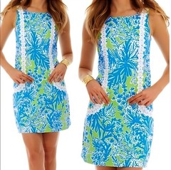 Lilly Pulitzer Casey Shift Dress Limeade Biggest Fan 14 $198 PREPPY