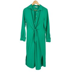 LOFT Green Collared Tie Front Midi Shirt Dress Size 4
