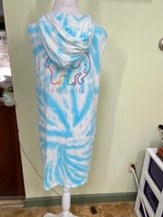Ivory Ella Sz L Blue Tie Dye Hooded Sleeveless Sweatshirt Dress Cover-up Rainbow