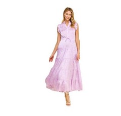 Pinch Romantic Tiered Paisley Print Maxi Dress – Lavender Size Large