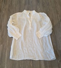 BANANA REPUBLIC Women&rsquo;s White Ramie Popover Shirt Dress W/ Camisole slip XL