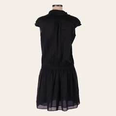 Comptoir Des Cotonniers Black Satin Dot Drop Waist Mini Dress Size 40