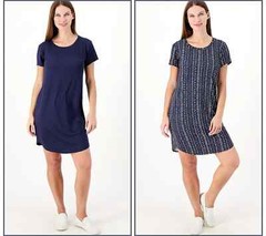 AnyBody Set of 2 Lush Jersey Dresses Navy / Stripe Size M A591661