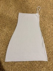 NEW Joah Brown Single Strap One Shoulder Ribbed Mini Dress Sky Blue Size M/L