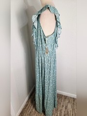 a.n.a Teal, Green & Yellow Floral Ruffled Tie in Back Maxi Dress, Size XXL, NWT